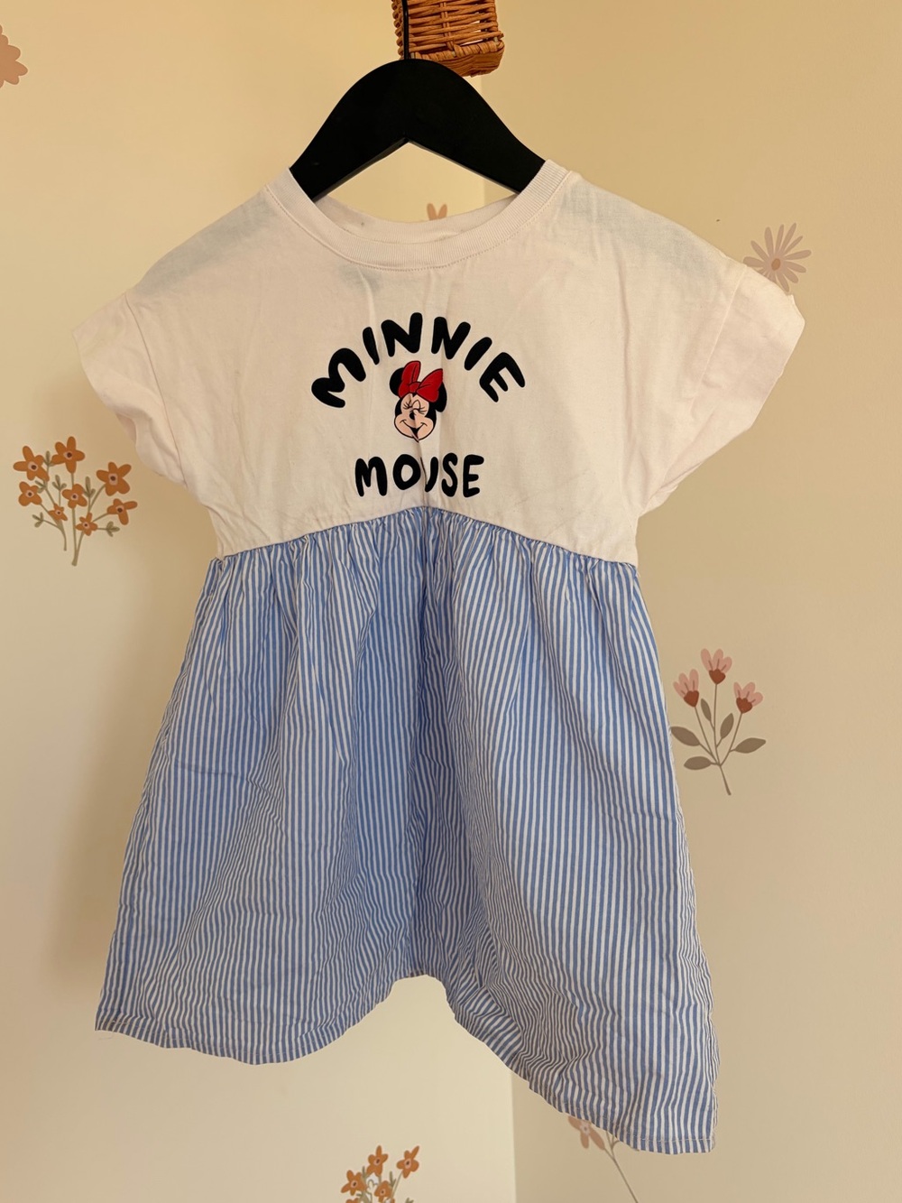 Zara Kids Disney Minnie Mouse White & Light Blue Girls' Dress Top size 4T